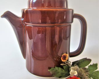 Coffee Tea Pot Pfaltzgraff Stoneware Ceramic Vintage Brown Lidded Gourmet Design USA 6 Cup Beverage Server Rare Version Restaurant 490