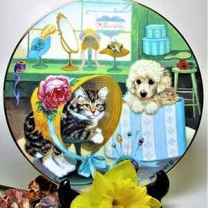 Kitten Cat Puppy Plate Porcelain Purrfect Fit Gold Hamilton 1990 Little Shopkeepers First Issue Perfect Gift Dog Lover Artist Gre Gerardi