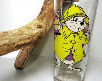 Glass Tumbler BERNARD Mug 1977 The Rescuers Bianca Cartoon Movie Character Orphan Walt Disney Heavy Vintage Collectible Perfect Gift USA Pop