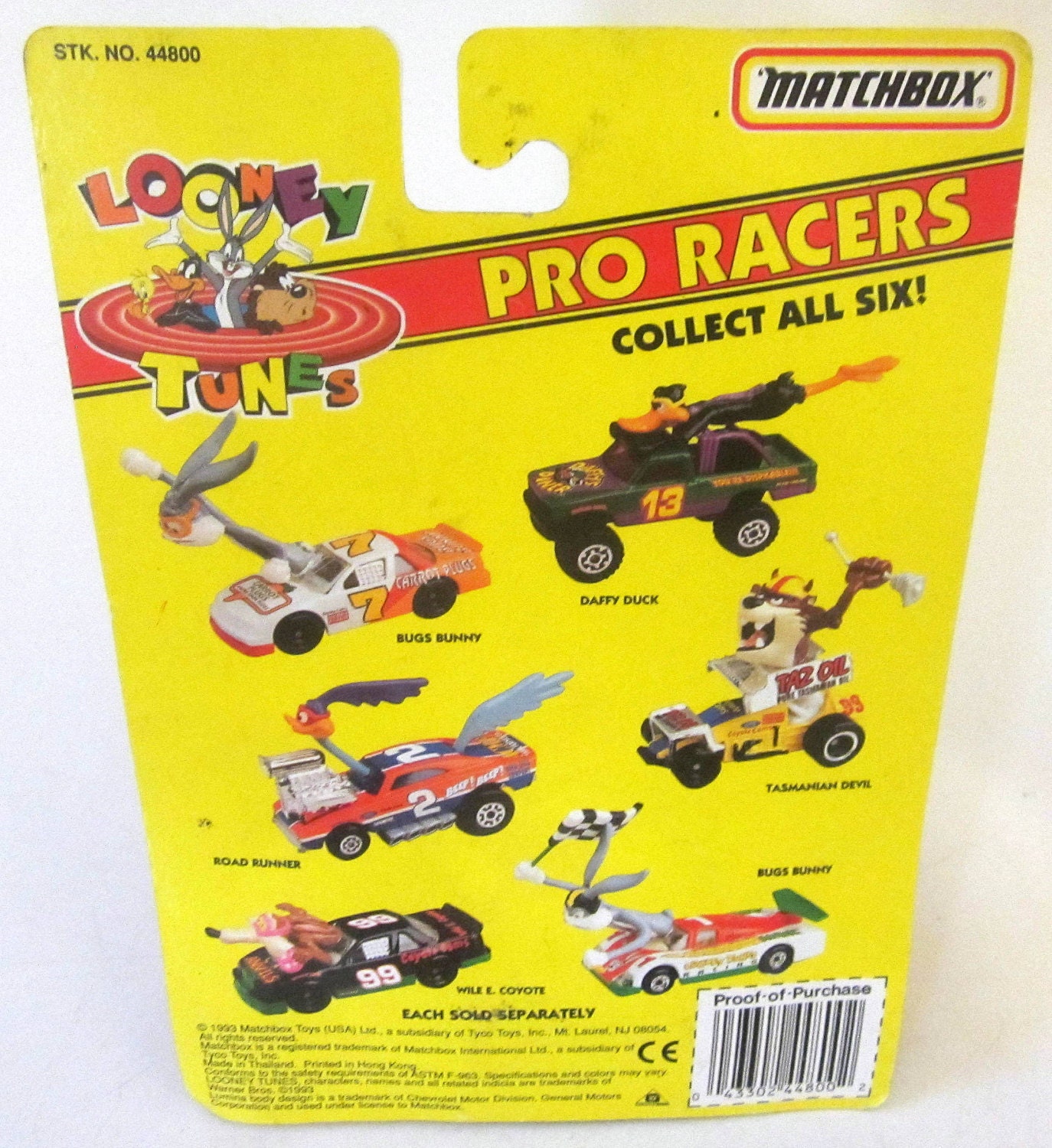 Bugs Bunny Car Matchbox Diecast Looney Tunes Comics 1993 PRO RACER