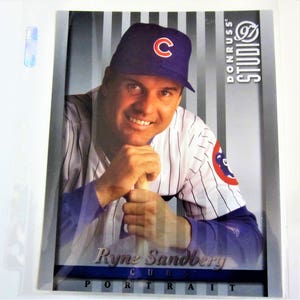 RYNE SANBERG Chicago Cubs Team Baseball Large 8x10 Card 1997 Donruss Studio Portrait Rare Collectible Gift Idea!Investment Gift Hall of Fame
