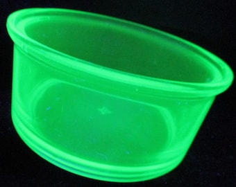 Vintage Candy Serving Replacements Mixing Bowl Hazel Atlas Vertical Green Depression USA Glass Vaseline Kitchen Accessory 1930s Gift