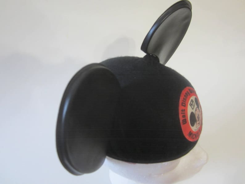 Walt Disney World Mickey Mouse Vintage circa 1970s Classic Collectible 3D Felt Skull Hat Beanie Black Ears DANNY Monogrammed