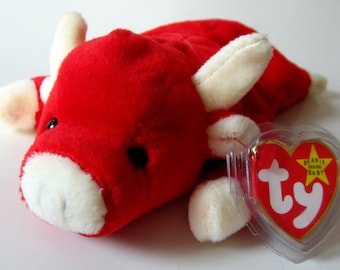 Ty Beanie Baby SNORT Retired 1995 Original Red Bull Plush Toy Animal Rare Collectible Birthday Gift Chicago Jordan