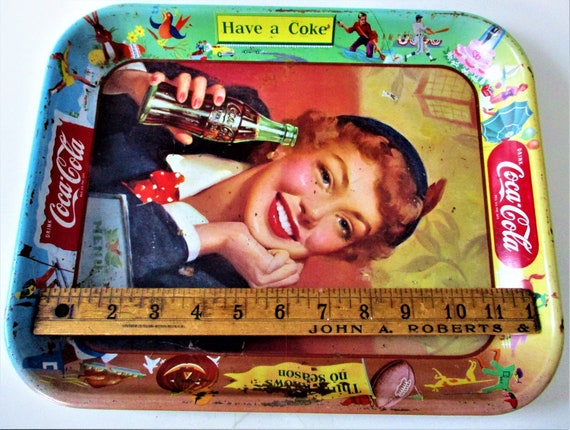 Vintage Coca Cola 1953 Menu Girl Thirst Knows No Season Decorated