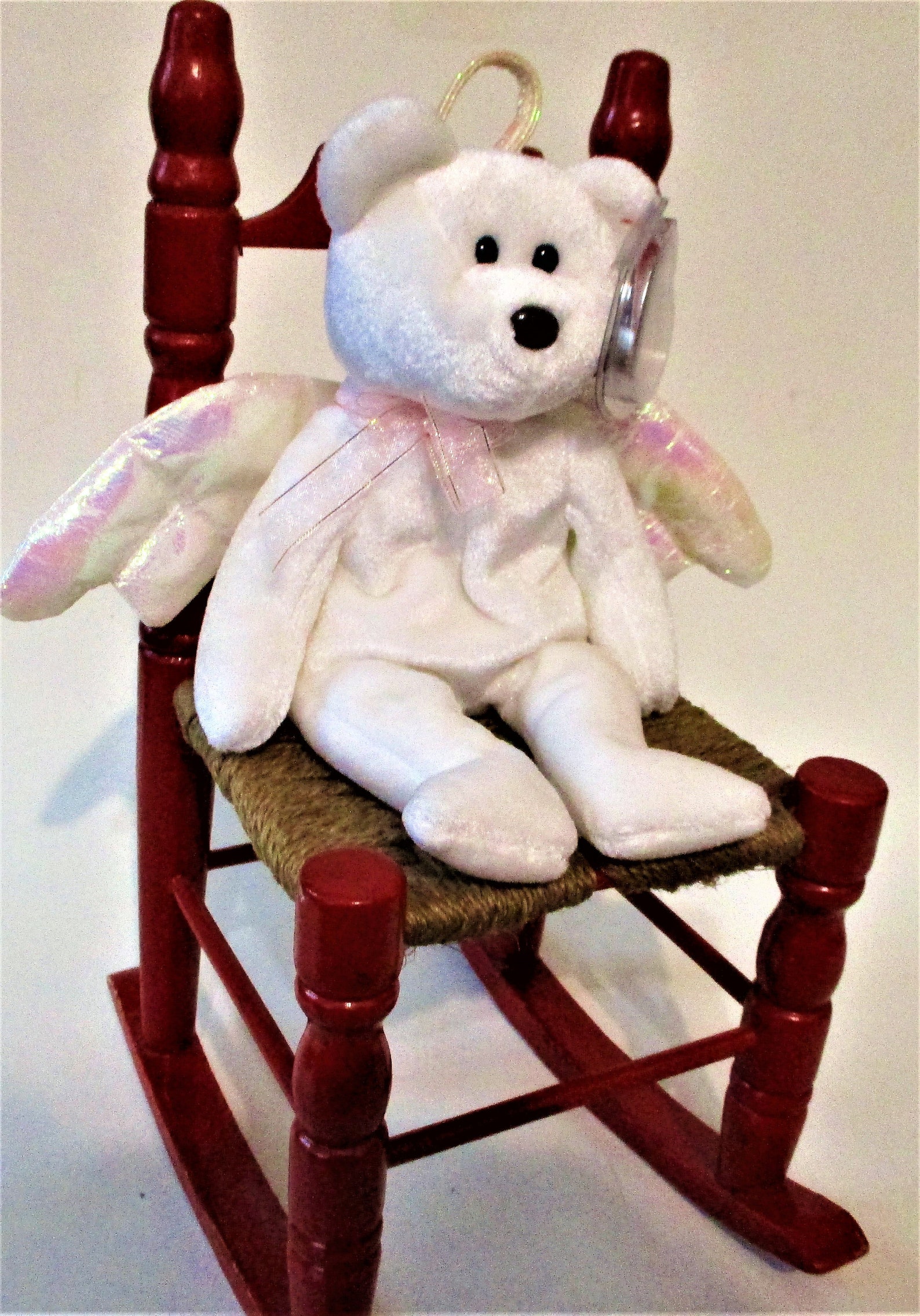 Vintage Wood Doll Toy Rocking Chair Teddy Bear Red Ladder Back Etsy