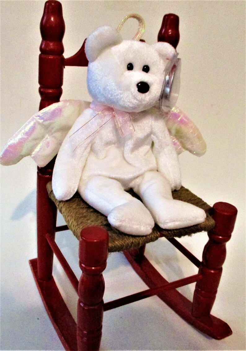 Vintage Wood Doll Toy Rocking Chair Teddy Bear Red Ladder Back Etsy