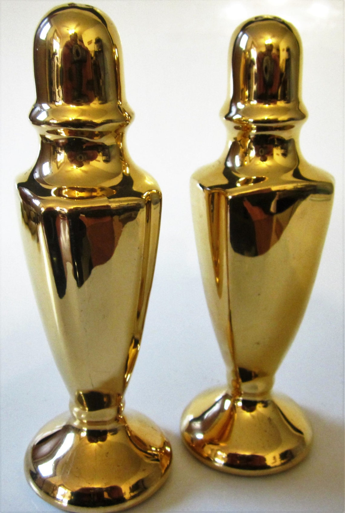 Vintage Giftware Salt & Pepper Shaker USA Warranted 22K Gold Etsy