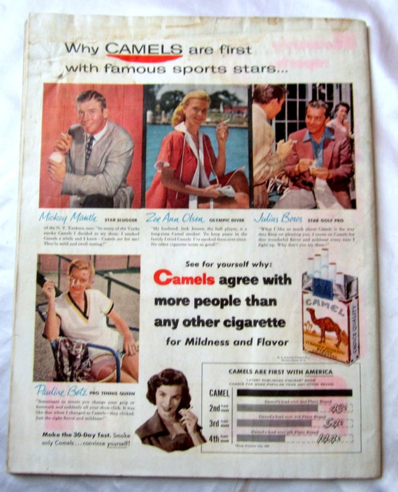 Mickey Mantle 1953 Post Magazine Back Cover Camel Cigarette Ad NY