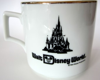 Walt Disney Productions Cinderella Castle Collector Mug Cup Coffee Tea Japan Collectible Gold Trim