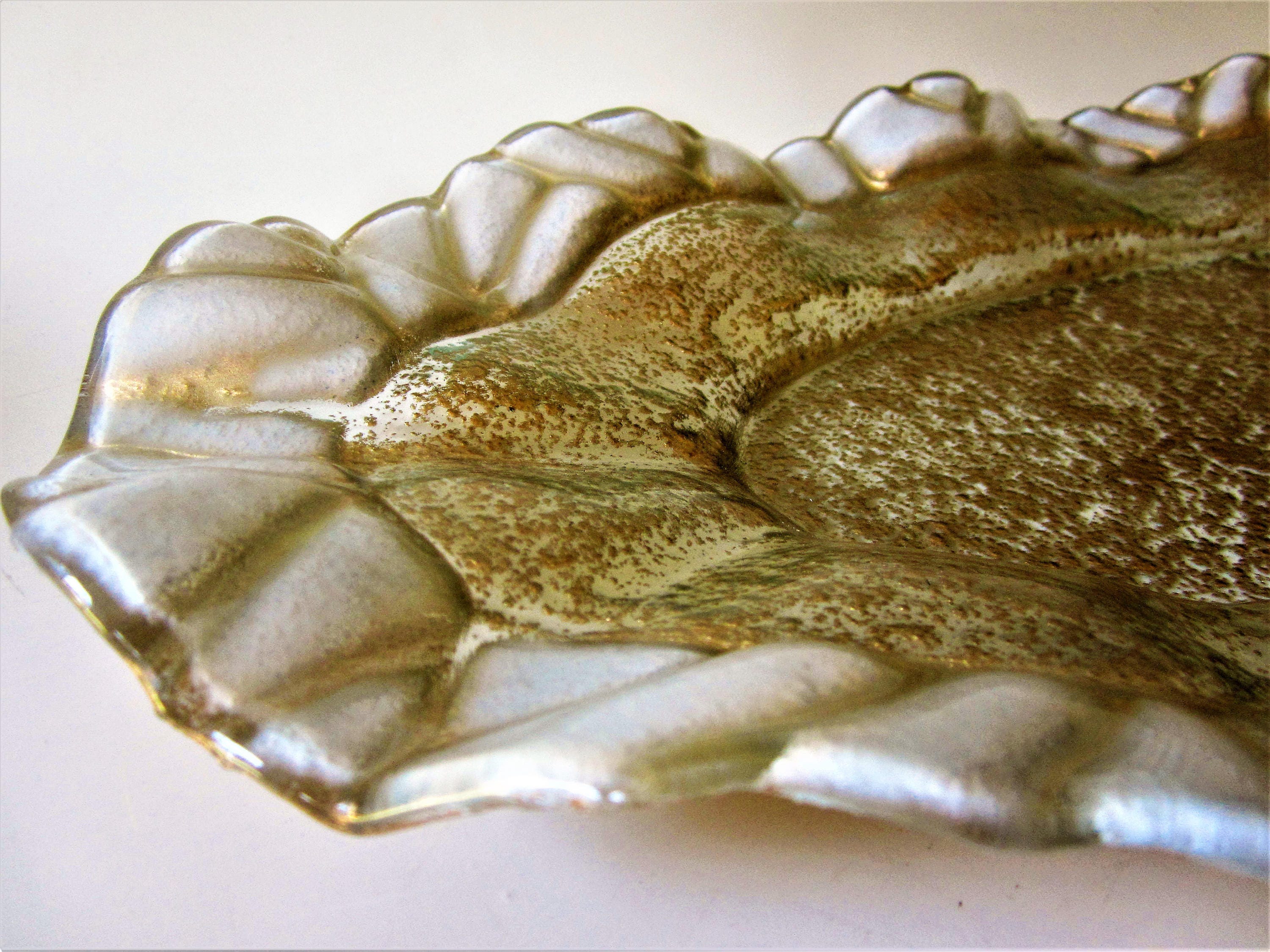 Italy Hand Made Floral Design Italian Art Glass Plate Platter Tray