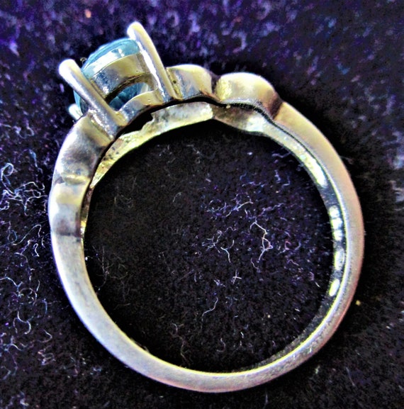Vintage Ring Sterling Silver Oval Light Blue Topa… - image 6