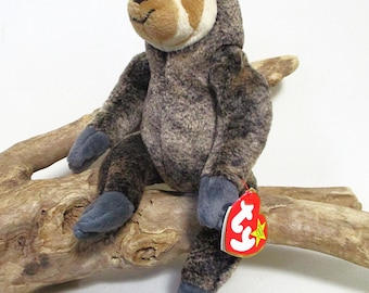 Ty Beanie Baby Retired 1999 SLOWPOKE Sloth Brown Original Plush Toy Animal Collectible Rare Gift Free Ship May Birthday School