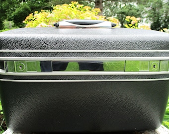 Samsonite SILHOUETTE Traveler Train Luggage Mirror Make-up Travel Case Gray Cosmetic Hard Shell Jewelry Box School Crafts Sewing Storage USA