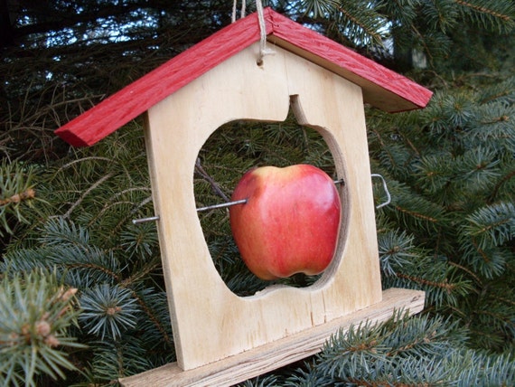 Handmade Apple Bird Feeder Wood Winter Summer Treat Teacher Etsy