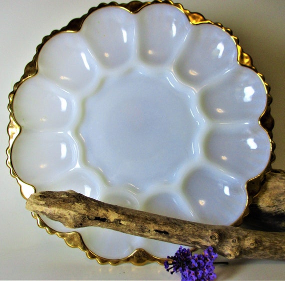 Vintage 1950s Fire King Swirl Anniversary Milk Glass Dishes with Gold Gilt Trim Vintage 1950s Fire King Swirl Anniversary Milk Glass Dishes with Gold Gilt Trim