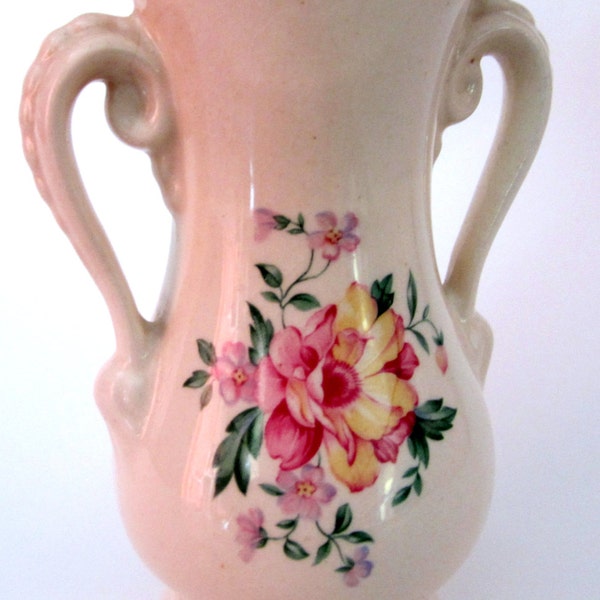 Vintage Royal Copley Vase Planter Floral Flower Double Handle