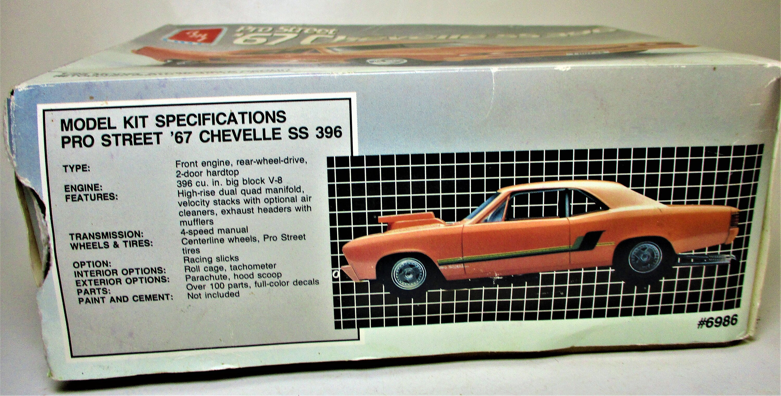 67 1967 Chevelle SS 1/25 hood body glass chrome front rear bumper model car part 