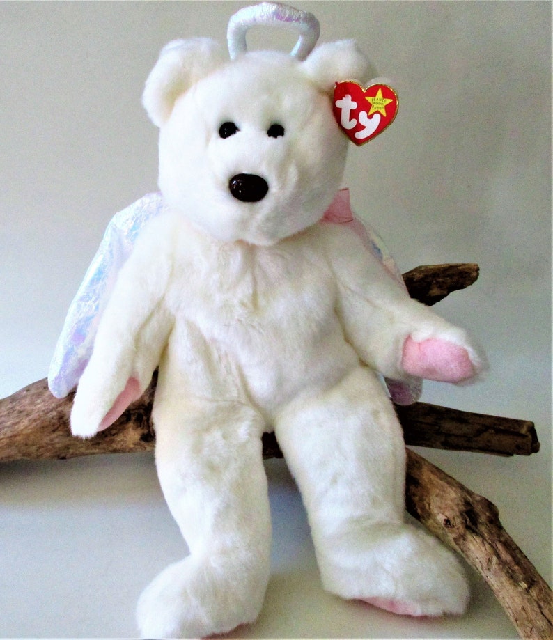 Ty Beanie Babie Large Buddy White HALO Angel Bear Retired 1999 | Etsy