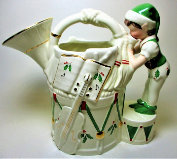 Vintage Lenox Xmas Christmas Holiday Drum French Horn Pitcher