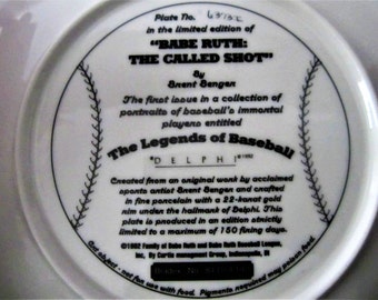 BABE RUTH Called Shot Collector Plate Gold Trim 1992 Porcelain Art