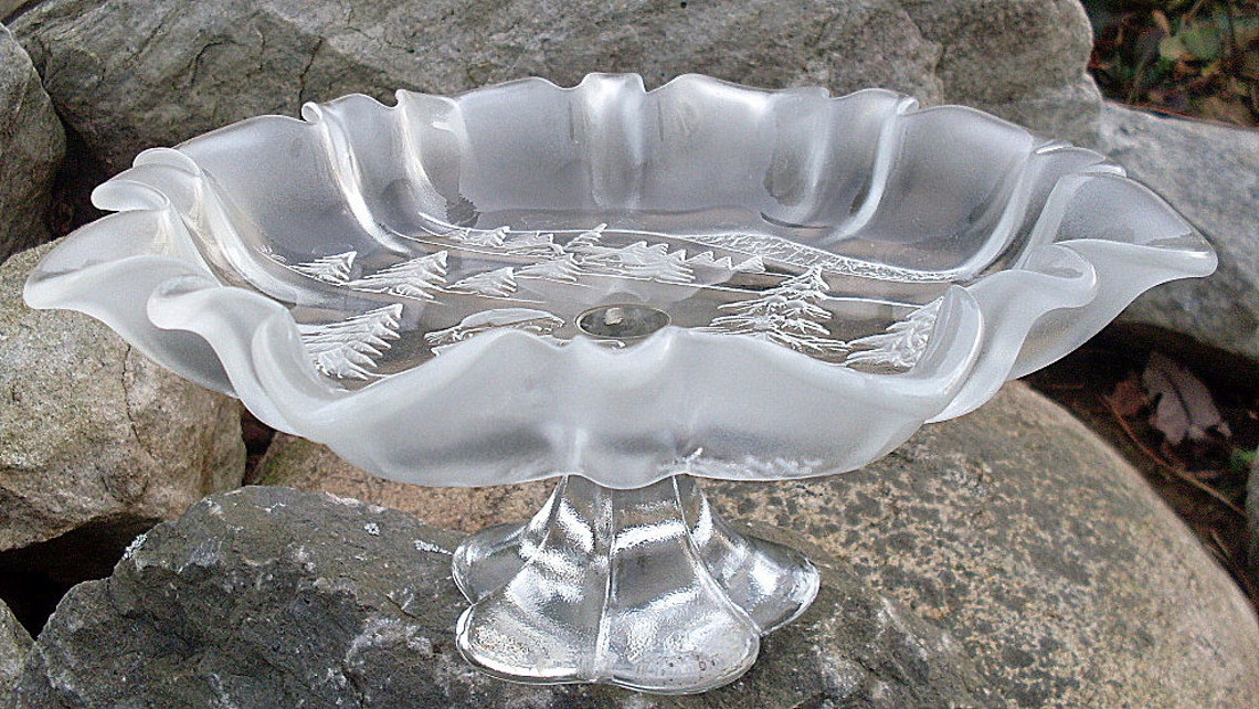 Mikasa Christmas Story Glass Dish Pedestal Candy Holiday Gift Etsy