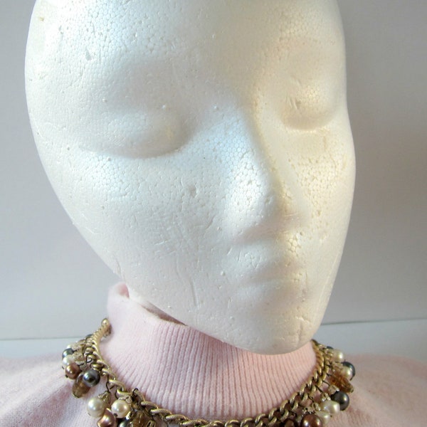 Choker Necklace JAPAN Dangle Vintage Jewelry Bead Silver Heliotrope