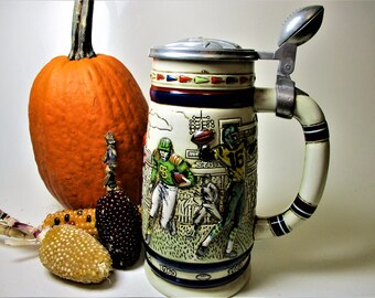 Ceramic AVON Stein 1983 USA Tribute American History Football NFL Brazil Cermarte Beer Bar Man Cave Retirement Gift Hand Crafted