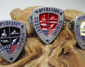 Vintage Desert Storm Shield American USA Calm Medallion SilverTone Pin Brooch Pinback Patriotic Lapel Metal Award Instant Collection Gift