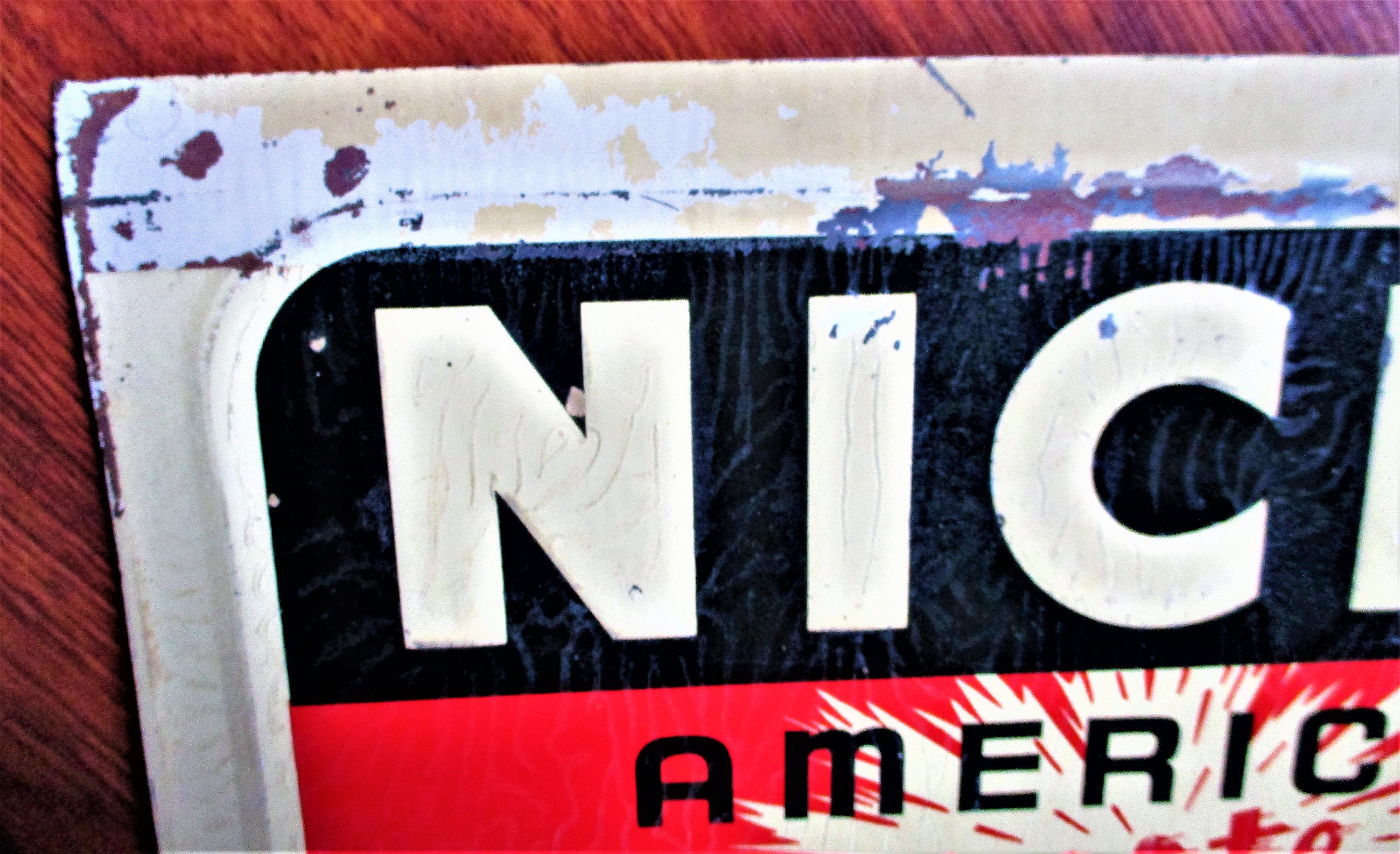 Vintage 1930s Nichol Kola Original Embossed Metal Sign Soda Pop