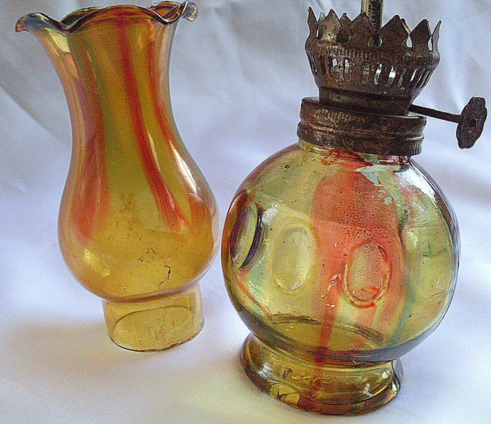 Vintage glass mini oil lamp Hong Kong rainbow Etsy