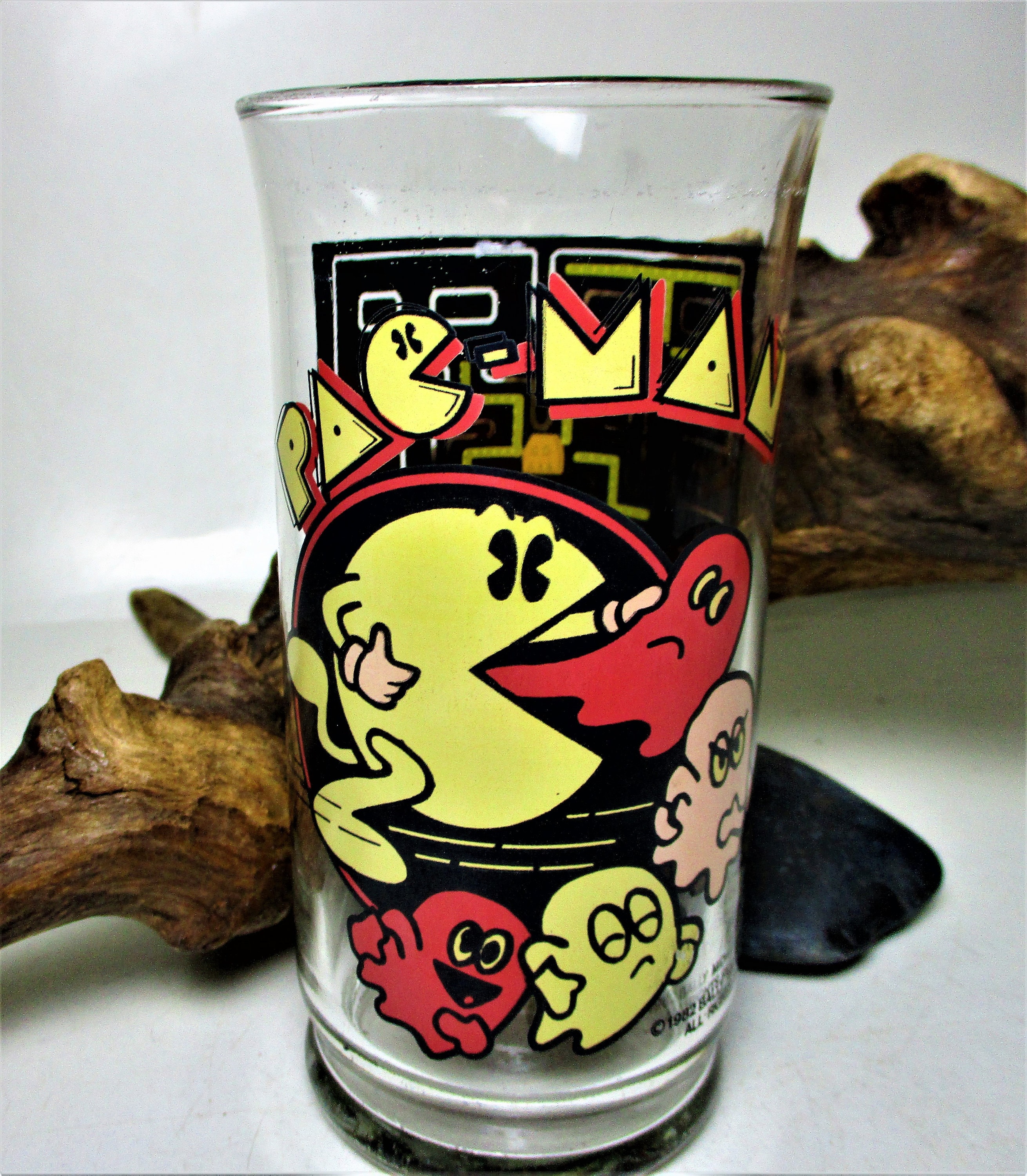Vintage Pac Man 1982 Drinking Glass Tumbler Bally Midway Rare