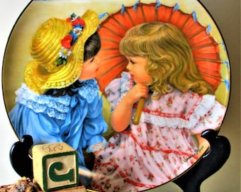 Summer Secrets Collector Plate Signed Sandra Kuck Cute Girls Children Reco Sixth Issue 1985 Childhood Almanac Collection Free Shipping