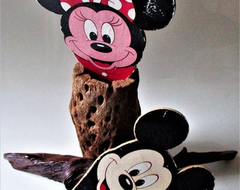 Disney Mickey Minnie Mouse Vintage Mousekapaddle Wood Paddle No Ball Game Walt Disney Productions Tootsie Toys