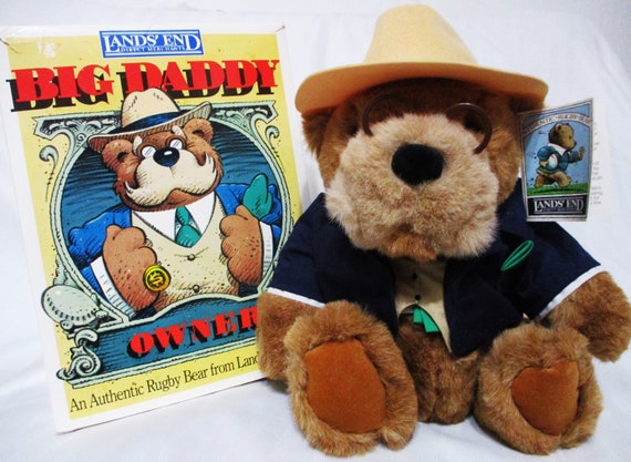 Vintage Lands End Big Daddy Owner Authentic Rugby Bear Plush Brown