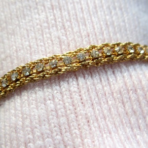 Bracelet Jewelry Gold Tone Rope Chain Rhinestone Bling Elegant Holiday Gift