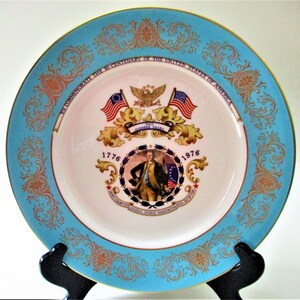 George Washington Americana American Bicentennial 1976 Plate Aynsley Bone China Floral Ornate Rare Pattern Gift Commemorative Historical