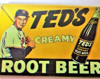 Vintage Ted Williams Pocket Mirror Ted's Delicious Creamy Root