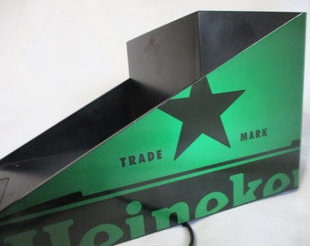 Collectible Vintage Cocktail SWIZZLE STICK Napkin Caddy Lighted Holder Heineken Beer Bar Advertising Black Green Barware Gift  Rare 1980s