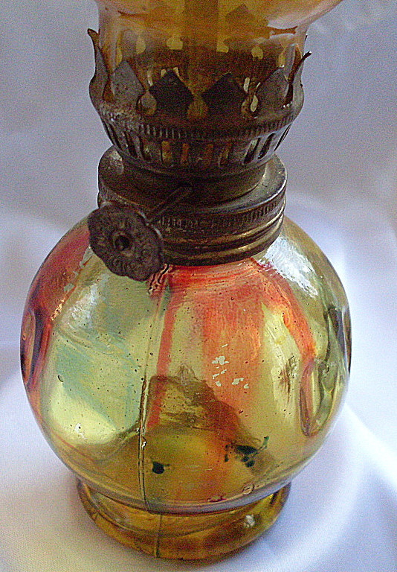 Vintage glass mini oil lamp Hong Kong rainbow Etsy