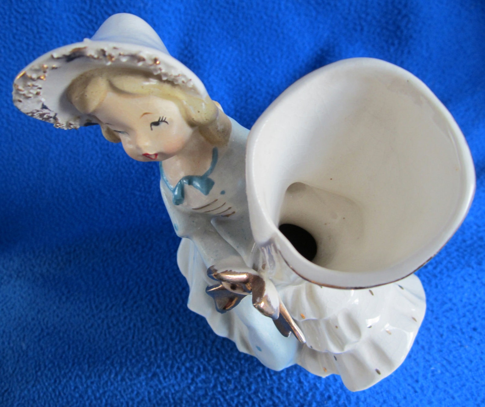 Vintage Girl Planter Vase Figurine Japan Gold Dress Spaghetti Etsy