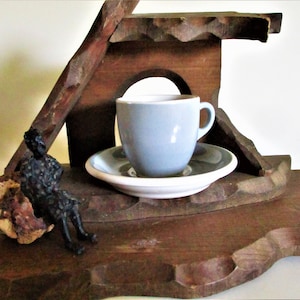 Syracuse China Teacup Saucer American Grey Small Demitasse Vintage Restaurant Ware Bowl Individual Rare Pattern Gift