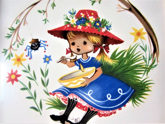 Porcelain Trivet Little Miss Muffet Boy Blue Vintage Picture Wall