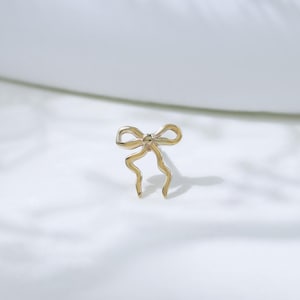 14K Solid Gold BowKnot Ohrring Elegante Fliege Knorpel Helix Tragus Ohrläppchen Stud Minimalist Push Back Ohrring Piercing Schmuck Geschenk