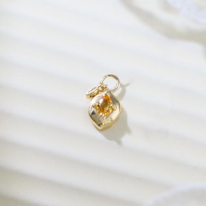 14K massief gouden citrien ovaal bedel blad fruit edelsteen hanger kraakbeen Helix toren tragus hoepel Huggie Charm edelsteen handgemaakt cadeau voor haar