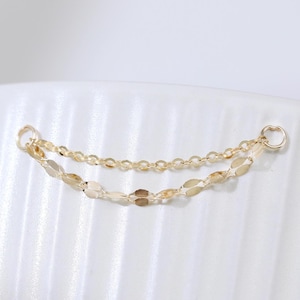 14K massief gouden dubbele kettingbevestiging Conch Dangle Chain Ear Jacket minimalistische kraakbeen Helix draperie kettingconnector industriële piercing