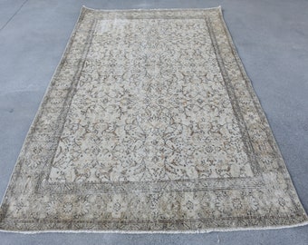 5x9 Large Rugs, Vintage Rug, Turkish Rug, Oushak Rug, Rugs For Dining Room, 4.9x8.3 ft Beige Rug, Boho Chic Turkish Rug, Vintage Decor,