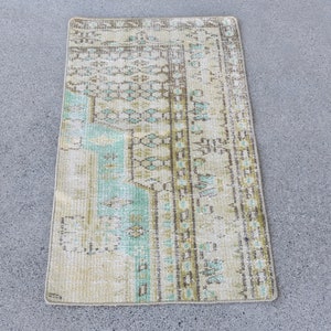 2x3 Small Rug, Vintage Rug, Turkish Rug, Oushak Rugs, Rugs For Bathroom, 1.7x2.9 ft Green Rug, Handwoven Vintage Turkish Rug, Cute Door Mat,