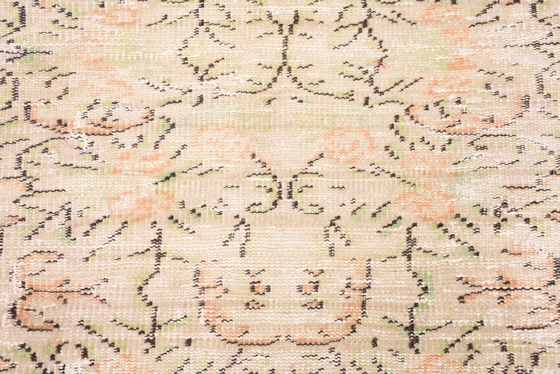Turkish 5.6x8.4 Ft Rug, Large Vintage Rug, Beige Floral Wool Rug - Etsy