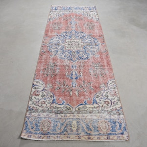 Vintage Rug, Turkish Rug, 3x9 Runner Rugs, Anatolian Rugs, Rugs For Stair, 2.9x9 ft Red Rug, Rustic Turkish Rug, Long Oushak Rug, Wool Rug,